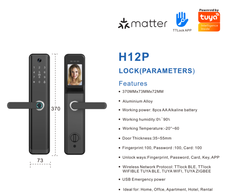 Tuya Visual Cat-Eye Fingerprint & Password Smart Lock
