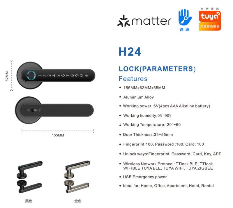 Tuya Lever Handle Smart Lock